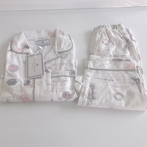 PETITE PLUME Flame Resistant Chemical Free Paris Musings Pajamas Set 12/18 Mths - Picture 4 of 8